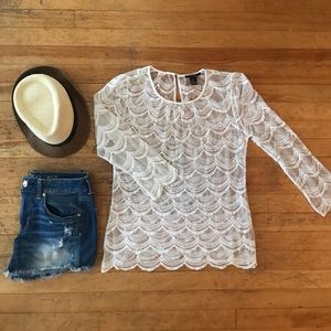Sheer Scalloped Blouse