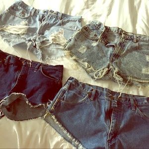 Vintage Levi and wrangler cutoff shorts