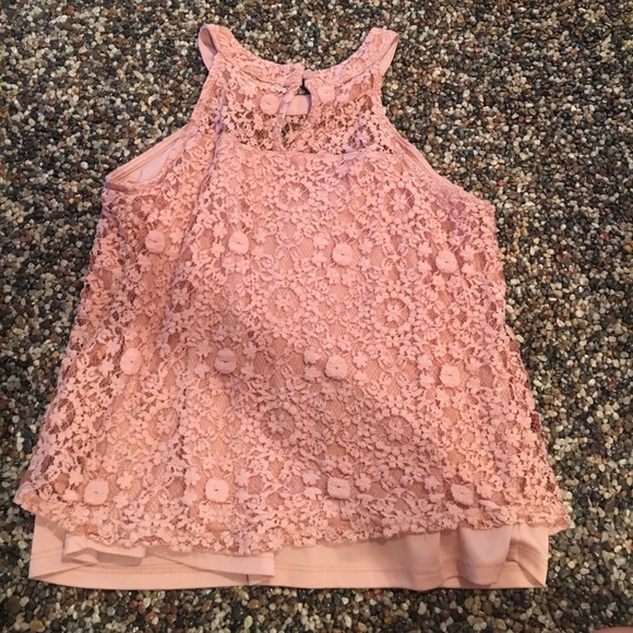 High Neck Strapless Lace Blush Top - Picture 3 of 4