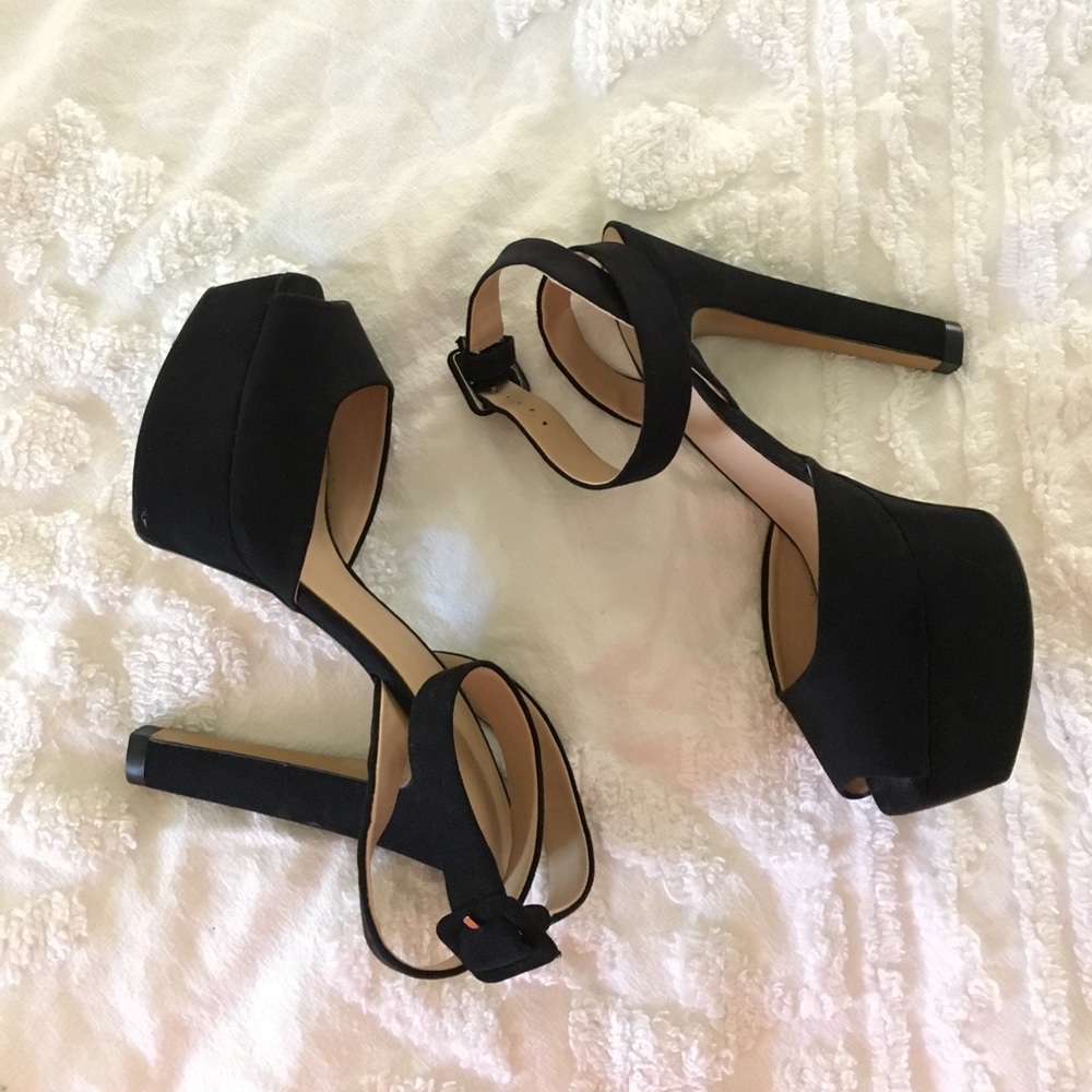 Zara Suede Ankle Wrap platforms