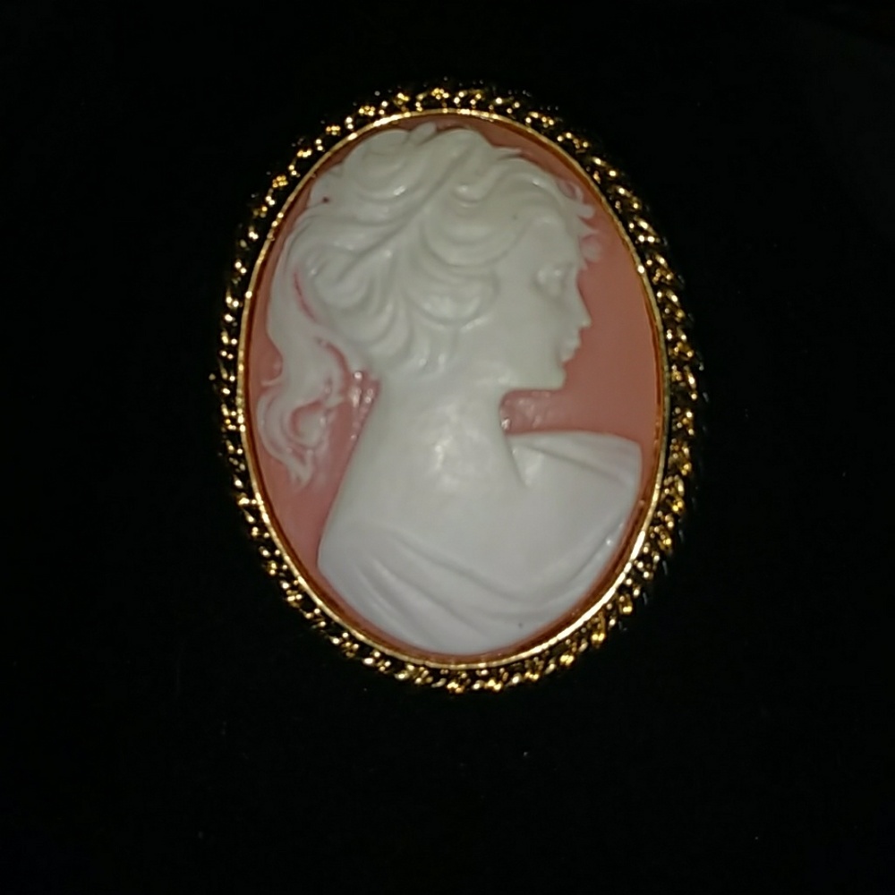 Peach and Ivory With Gold Cameo