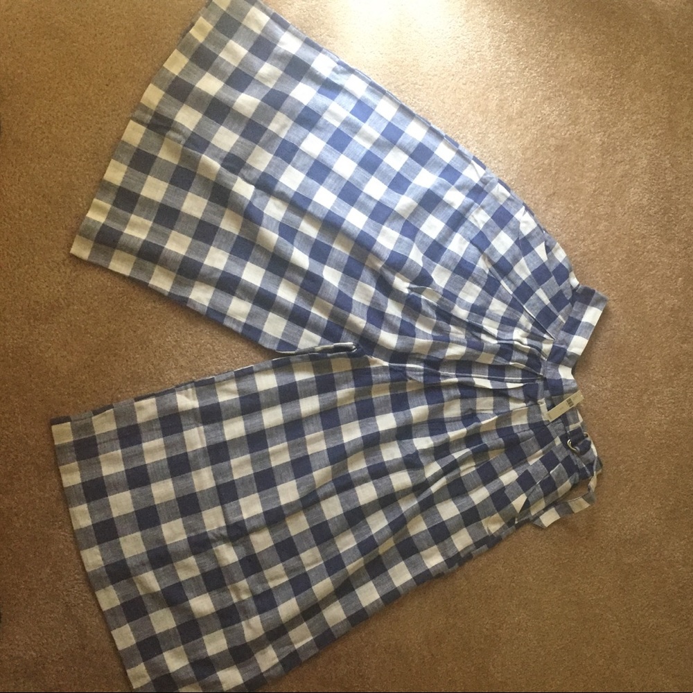 Anthropologie Gingham Wide Leg Motif Pants