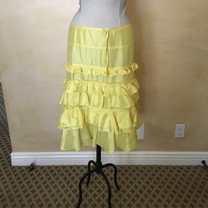 DKNY yellow silk ruffle skirt