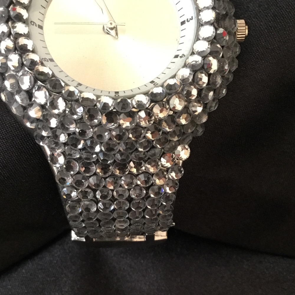 Geneva Chunky Rhinestone Bangle Watch - Picture 2 of 7