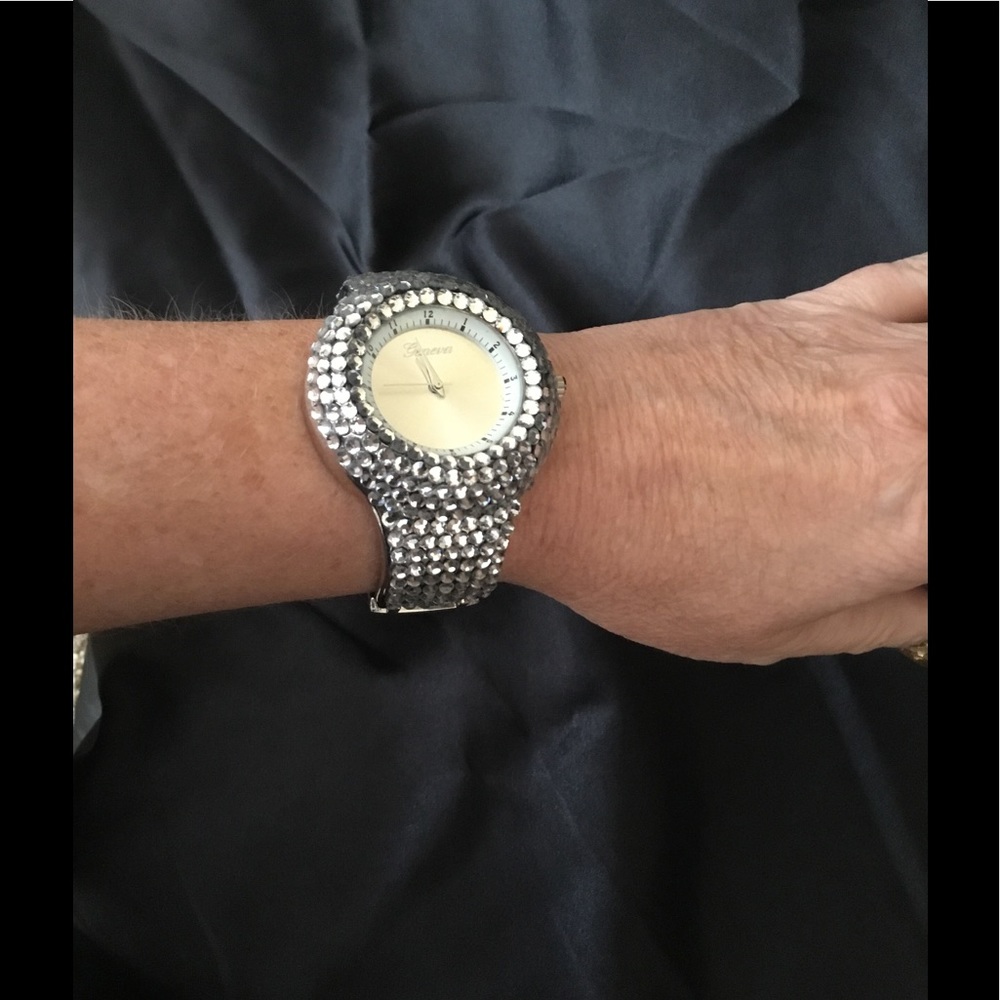 Geneva Chunky Rhinestone Bangle Watch - Picture 7 of 7