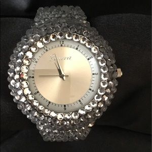 Geneva Chunky Rhinestone Bangle Watch