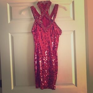 Niteline Della Roufogali Red Sequin cocktail dress