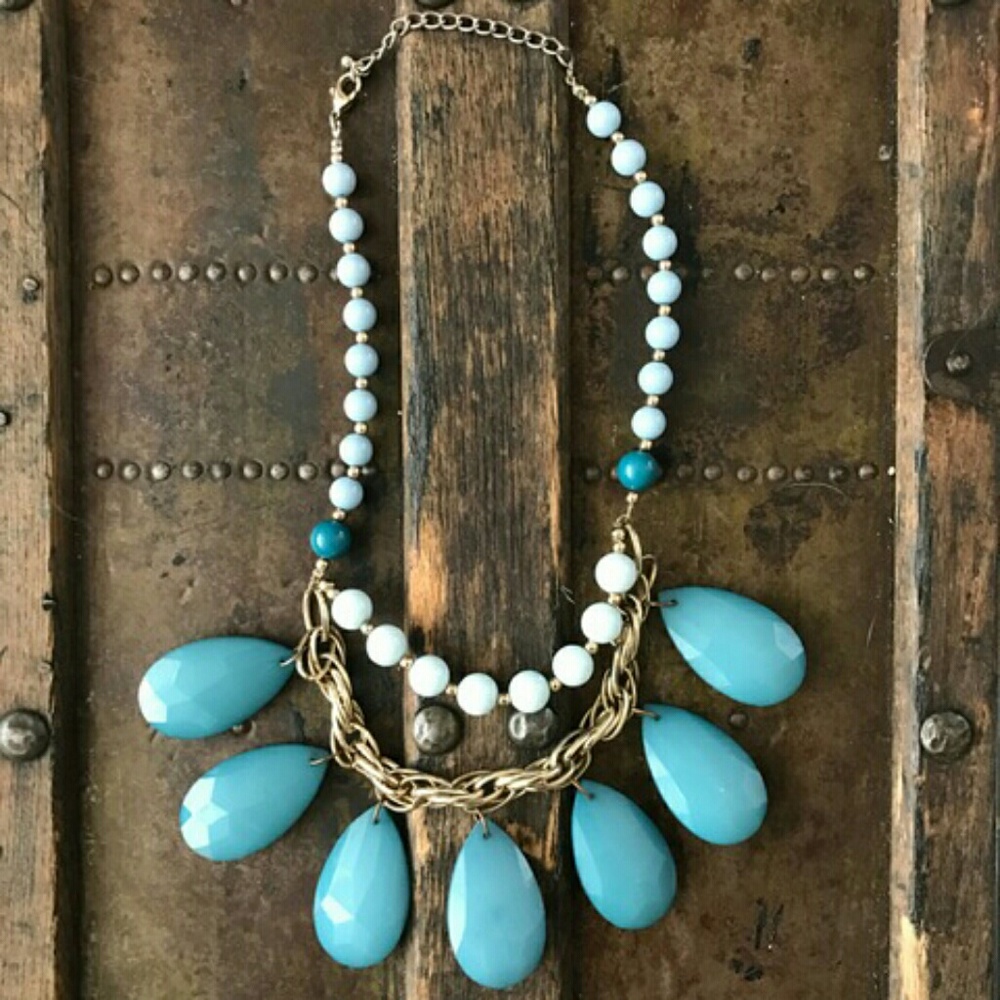 Turquoise bead statement necklace