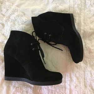 Black Suede Wedge Bootie!