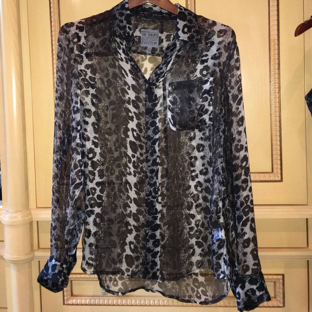 Jose's Shear, silk leopard print blouse
