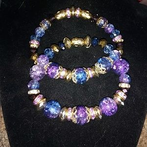 Gold Budda and Purple with Navy Yoga Beads