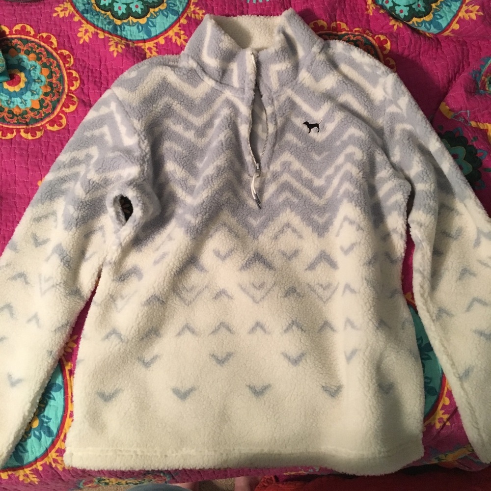 SOLD White and blue chevron Pink brand pullover