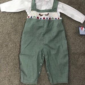 Petit ami gingham green longall Christmas 12 month