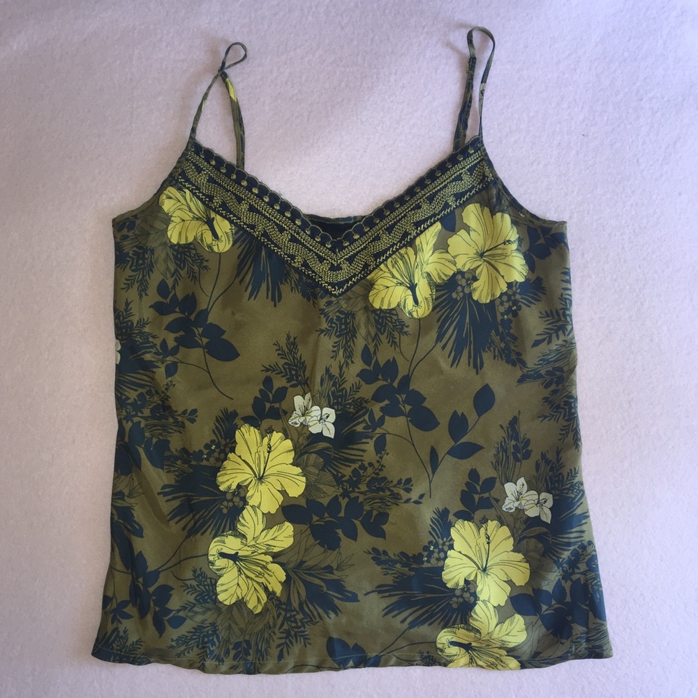 Johnny Was 100% Silk Floral Blouse