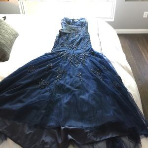Navy blue floor length formal dress