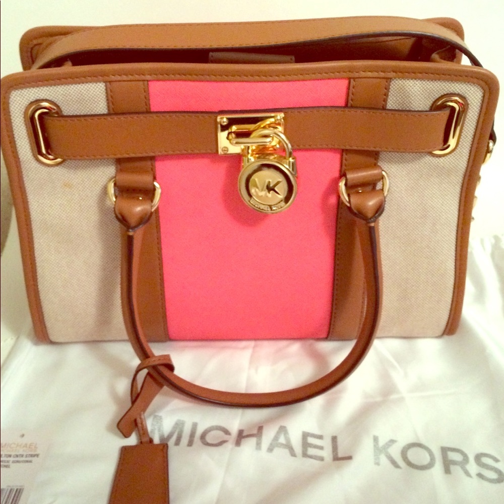 Michael Kors Hamilton Cntr Stripe Satchel