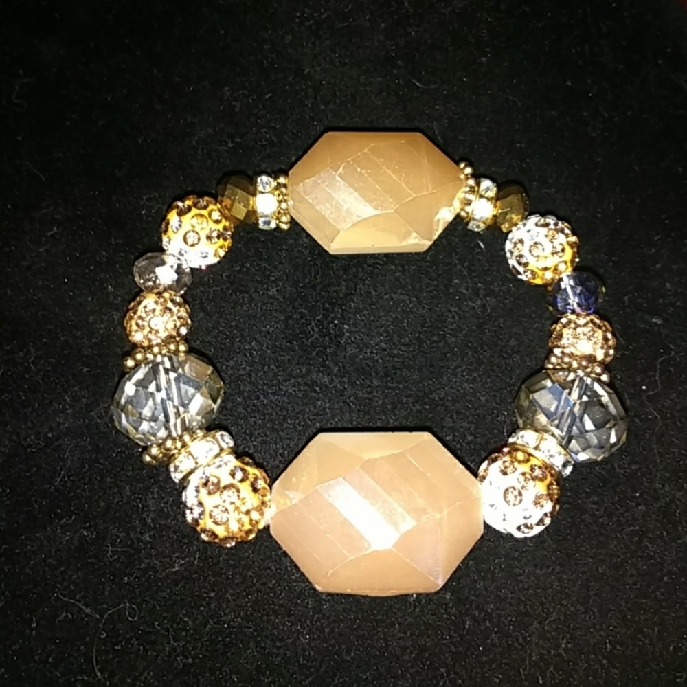 Champagne Rhinestone and Crystal Bracelet