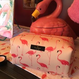 Kate Spade Shore Street Flamingo Cosmetic Bag NWT