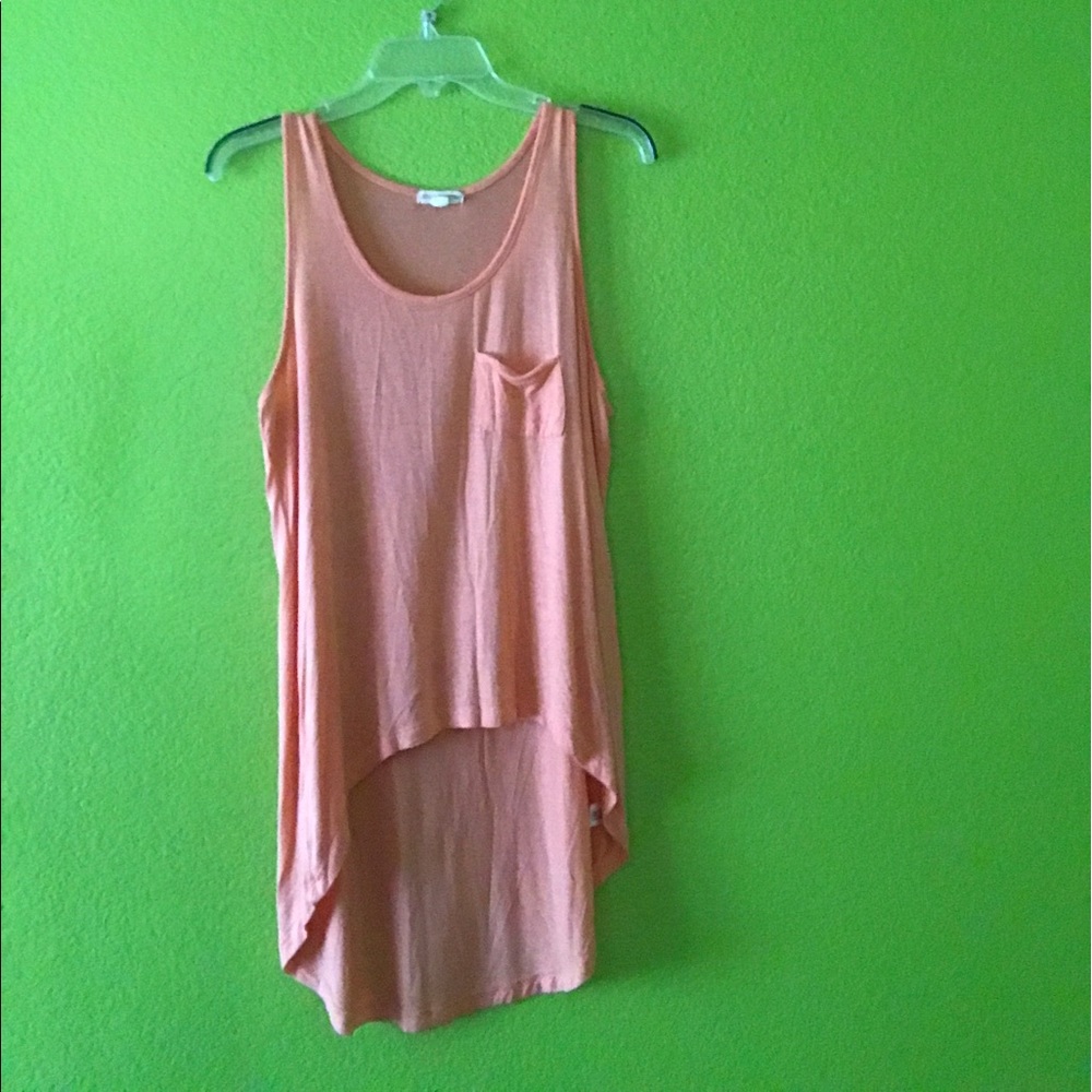 Soft orange high-low tank top