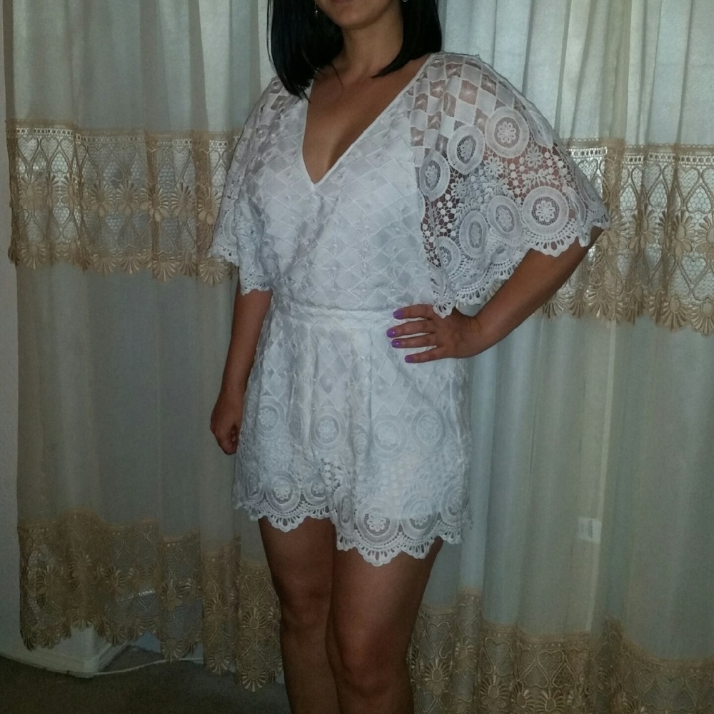NWT White knitted romper