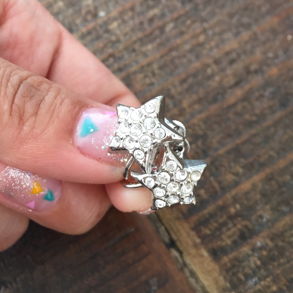 Star pave clip earring
