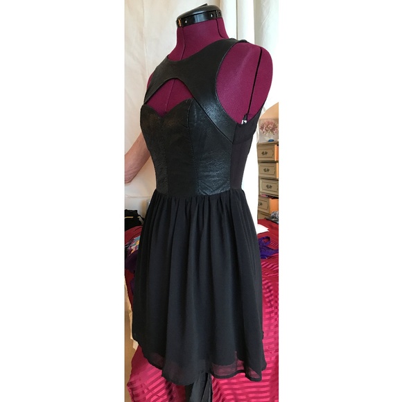 LF Paper Heart Black Pleather Cutout Dress - Picture 5 of 8