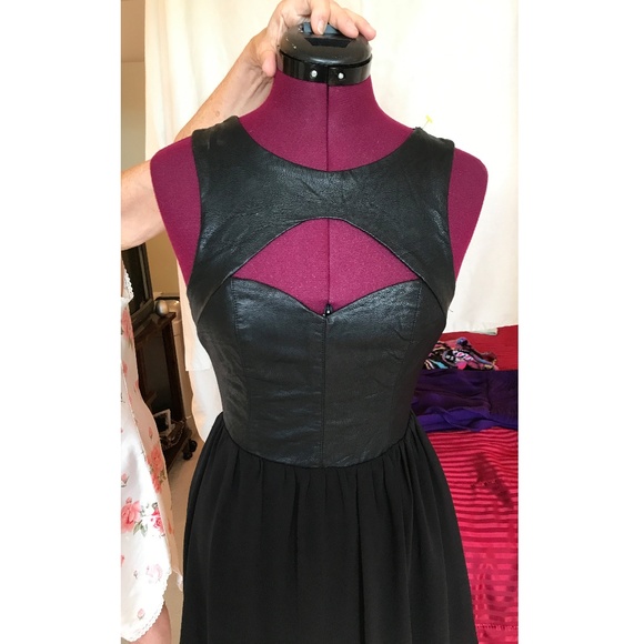 LF Paper Heart Black Pleather Cutout Dress - Picture 7 of 8