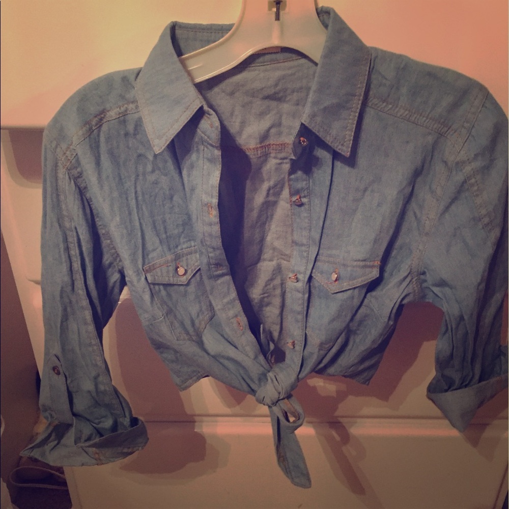 Jean front tie shirt