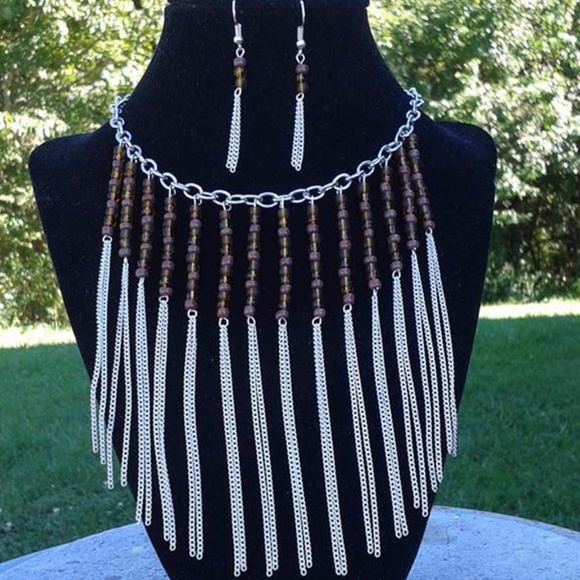 Handmade by Serena Jewelry - Fringe Necklace and Earring Set