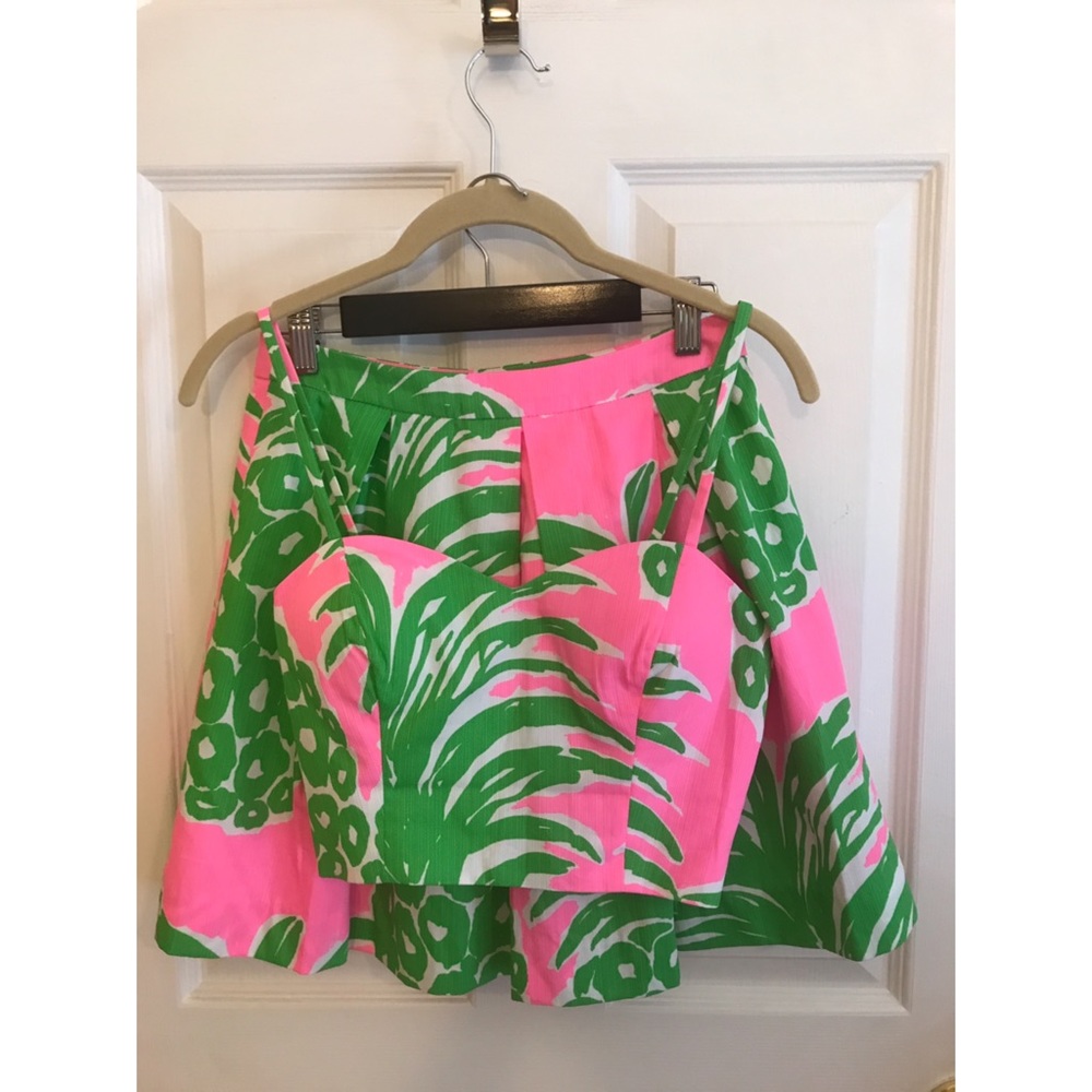 Lilly Pulitzer Crop Top & Skirt Set Flamenco