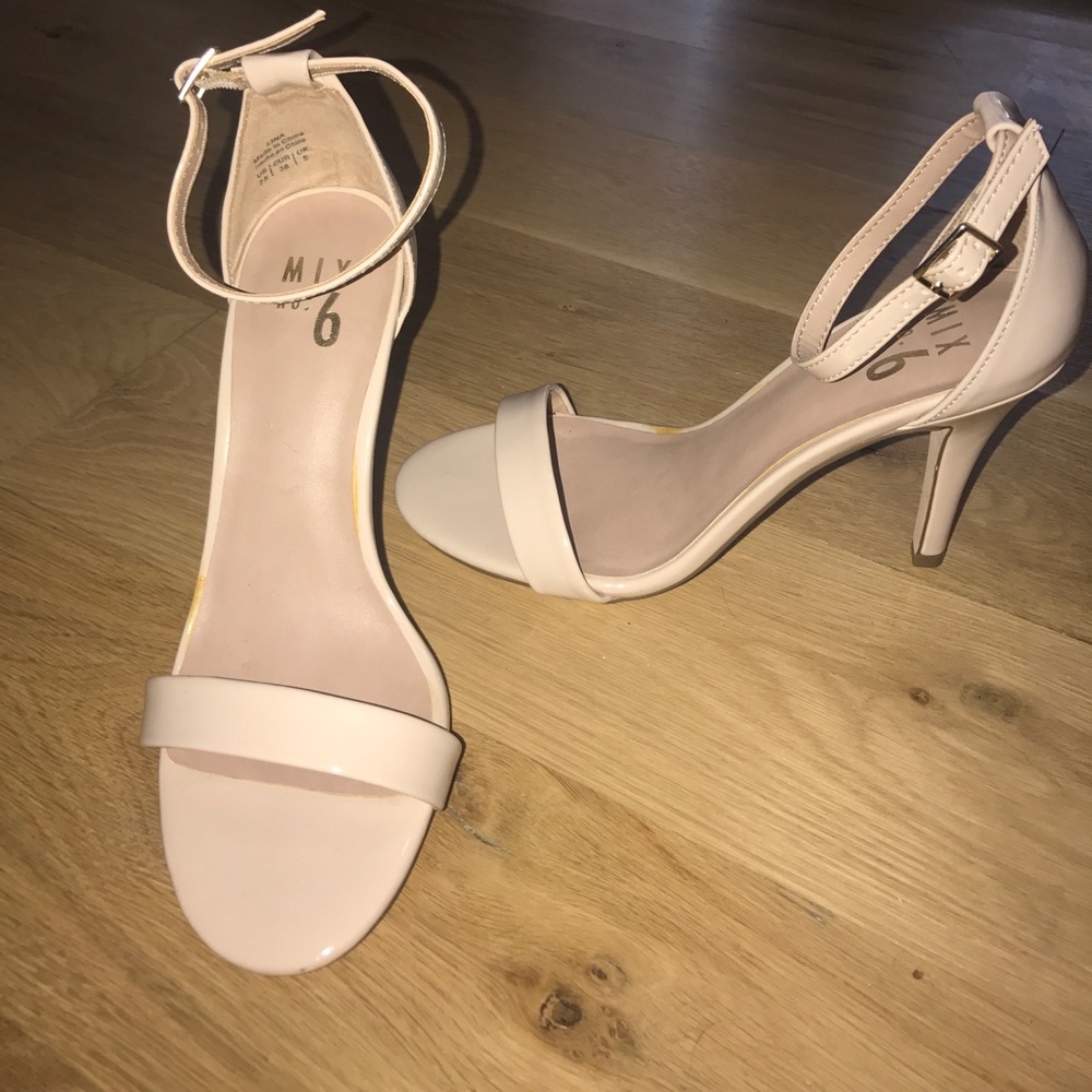 Beige patent sandal heels!