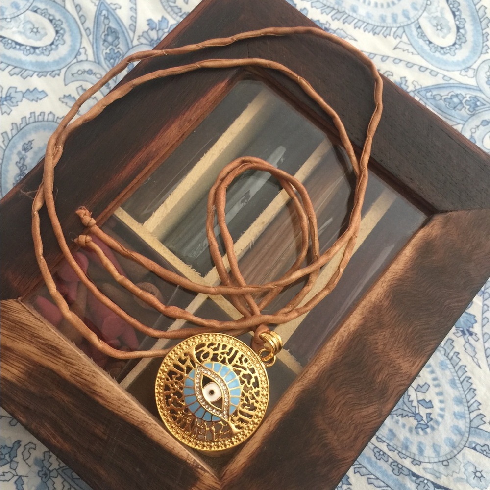 Beautiful Turkish blue evil eye  with silk cordon