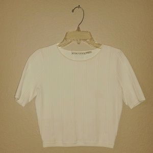 Alice and Olivia White Fitted Crop Top