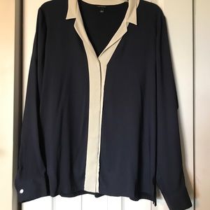 Ann Taylor navy blouse size large