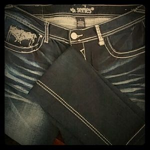 Dark blue denim jeans