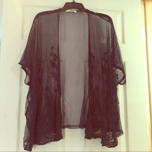 Miami Sheer, Embroidered Navy Cardigan