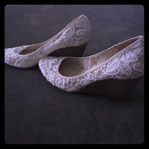White lace wedges
