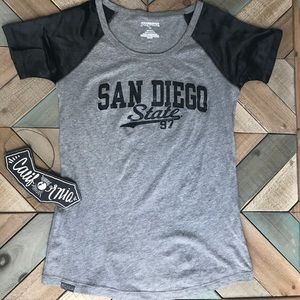 SDSU Cotton T-Shirt with Silk Sleeves