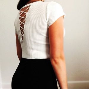 Silky Crop Top with Lace-Up Back (BRAND NEW!)