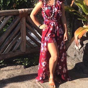 Floral Off Shoulder Maxi Romper