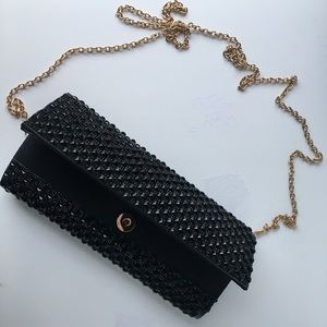 Black beaded clutch purse