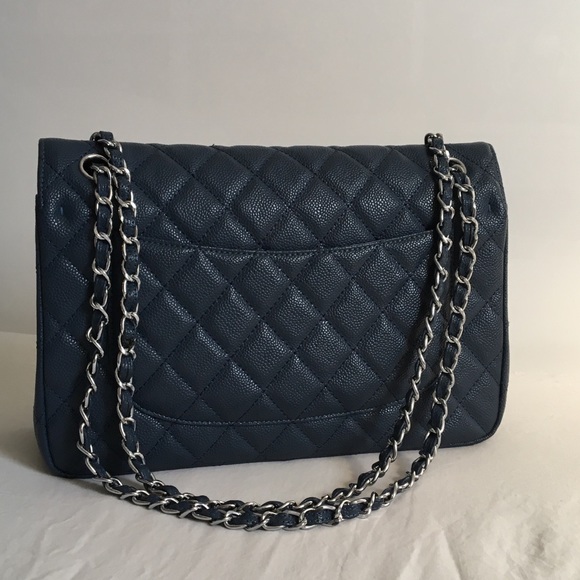 Chanel Caviar Leather Double Flap Washed Blue Bag - Picture 3 of 8
