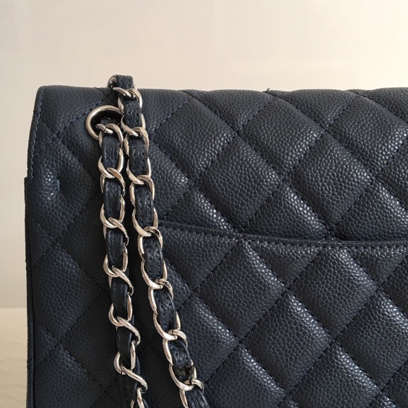 Chanel Caviar Leather Double Flap Washed Blue Bag - Picture 4 of 8