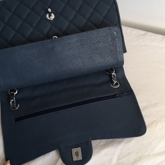 Chanel Caviar Leather Double Flap Washed Blue Bag - Picture 5 of 8