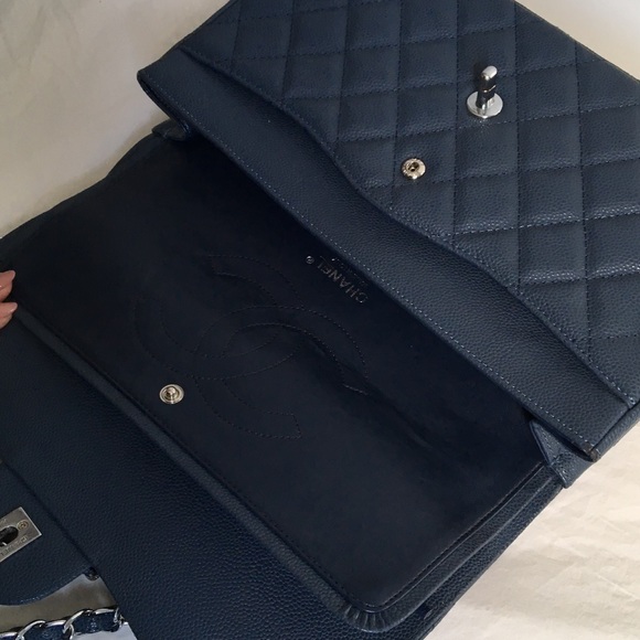 Chanel Caviar Leather Double Flap Washed Blue Bag - Picture 6 of 8