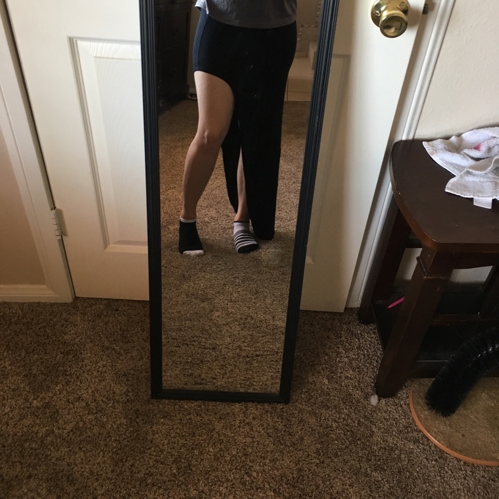 Long black maxi shirt with slit cut on one side