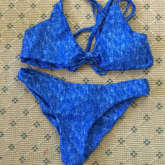 Blue Zaful Strappy Bikini (Never Worn) - Picture 5 of 5