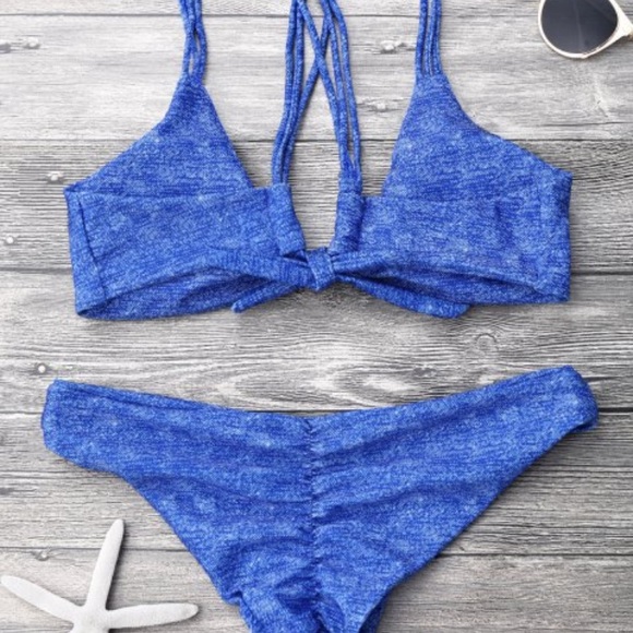 Blue Zaful Strappy Bikini (Never Worn) - Picture 2 of 5