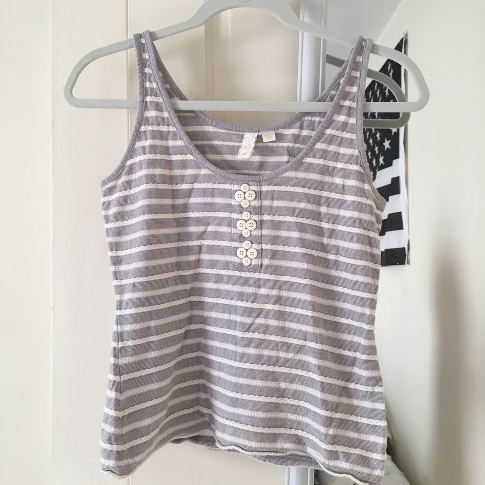 grey and white striped tank top