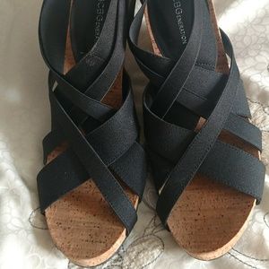 BCBGeneration Black Strappy  Wedges
